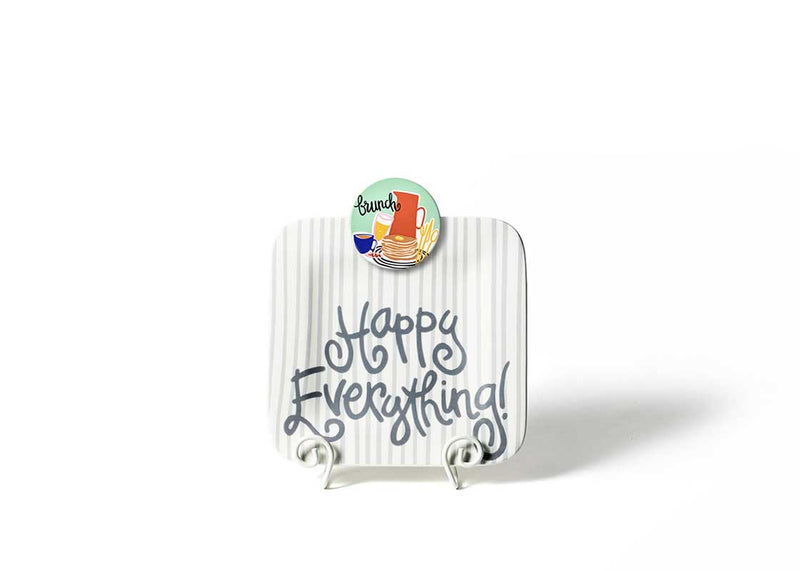 Mini Happy Everything! Square Serving Platter with Brunch Attachment on White Swirl Mini Plate Stand