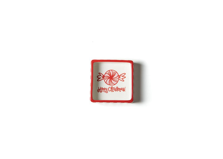 Happy Christmas Peppermint Square Trinket Bowl