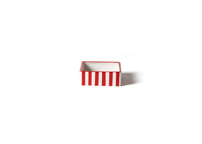 Red Stripe Side View of Peppermint Squaree Trinket Bowl