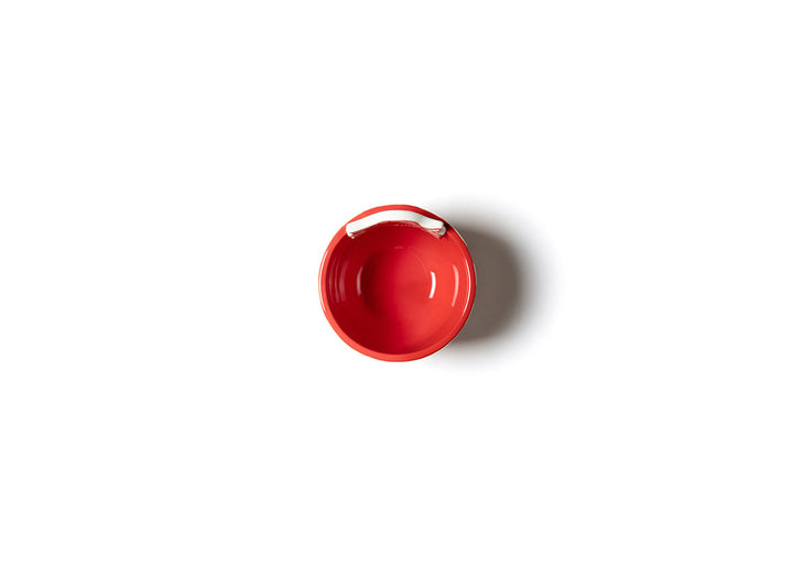 Top View of Red Interior Peppermint Embellishment Bowl