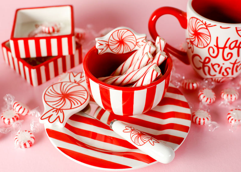 Happy Christmas Peppermint Design Serveware Including Embellishment Bowl