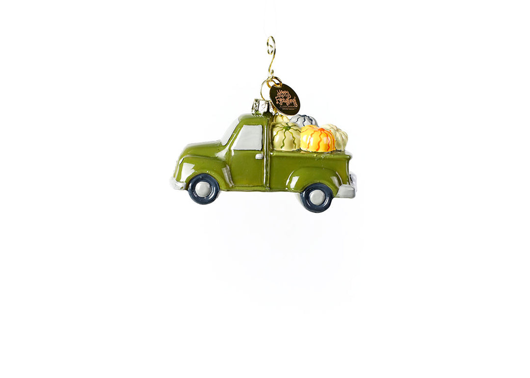 Glass and Metal Pumpkin Truck Shaped Ornament