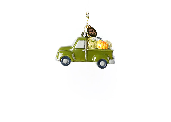 Glass and Metal Pumpkin Truck Shaped Ornament