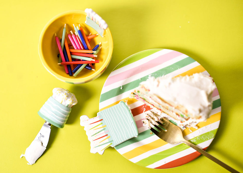 Sparkle Cake Embellished Plate, Bowl, and Appetizer Spreader