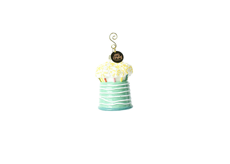 Glass and Metal Sparkle Cake Shaped Ornament