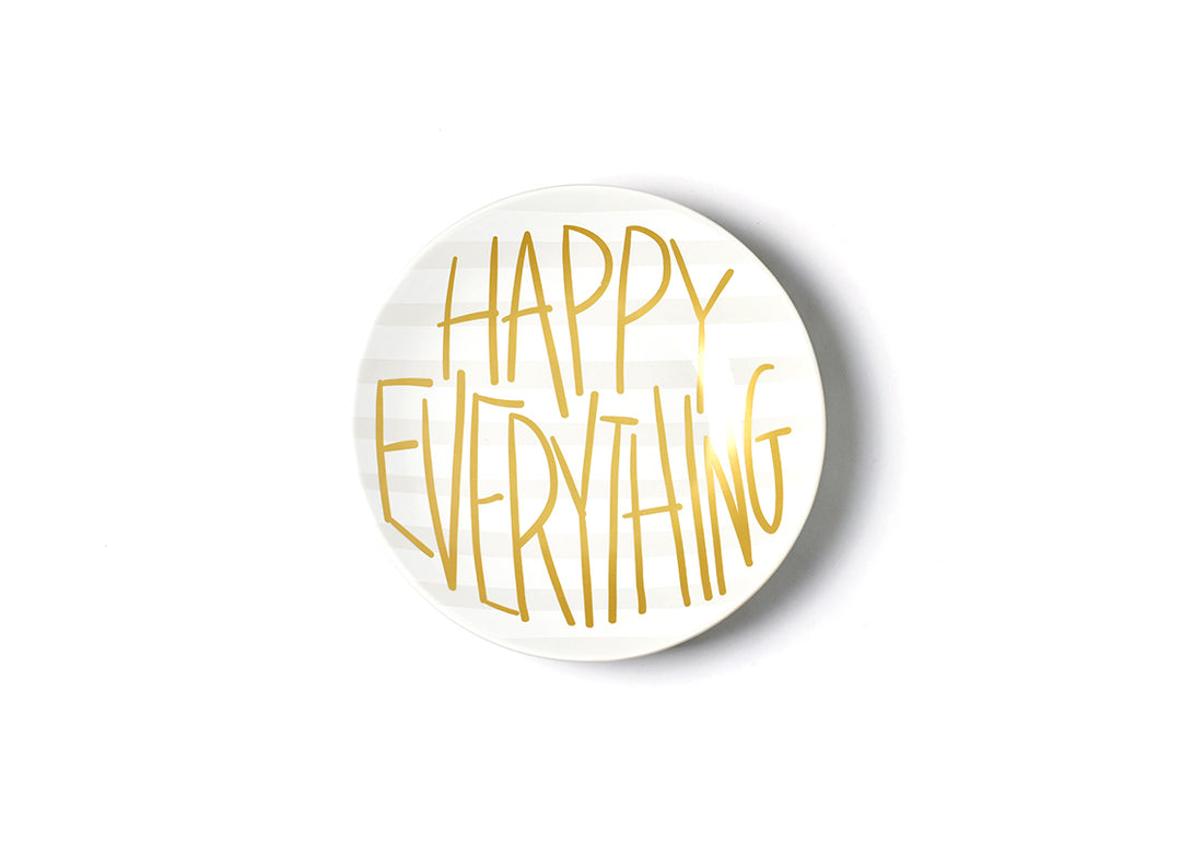 Inside Black Dot Pasta Bowl Gold Writing Happy Everything!
