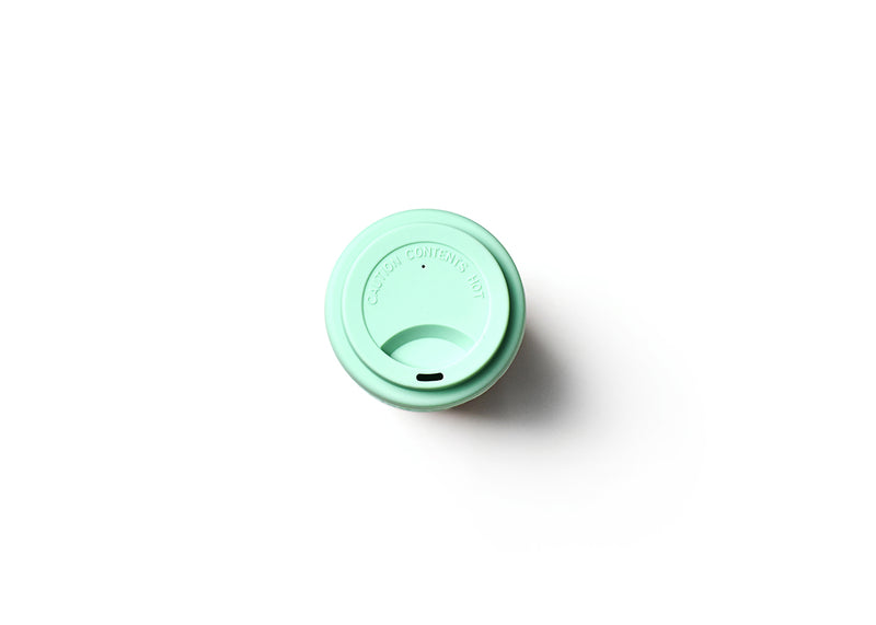 Top View Mint Green Silicone Spill-free Lid on Beaning Travel Mug