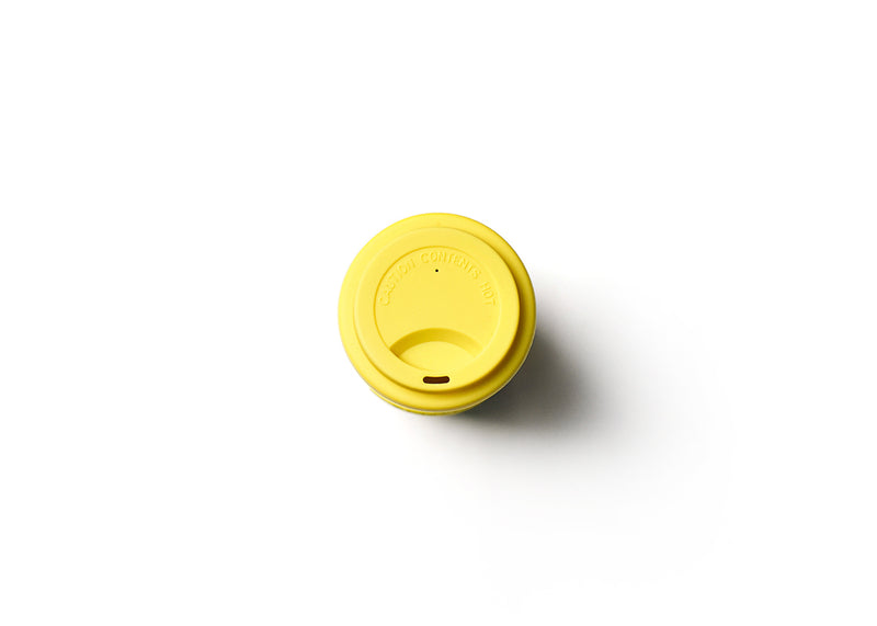 Top View Yellow Silicone Lid Flow Travel Mug