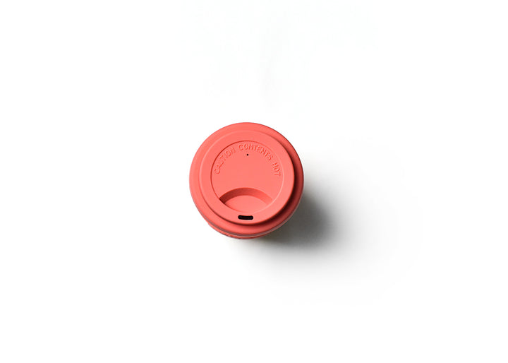 Top View of Coral Silicone Lid on Fast Track Travel Mug
