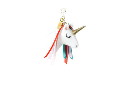 Unicorn Ornament with Gold Horn and Colorful Mane