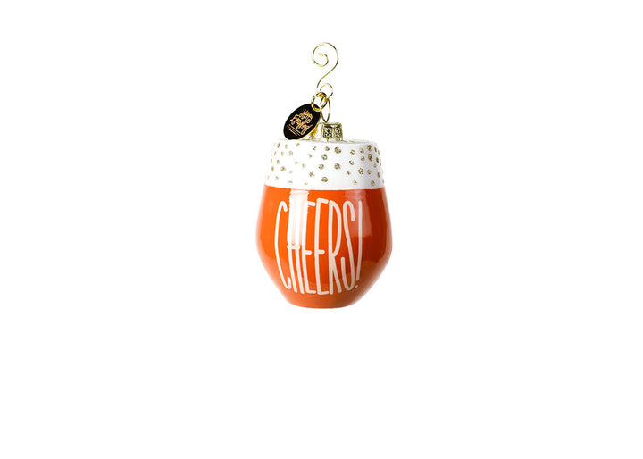 Glass and Metal Wine Cheers Shaped Ornament